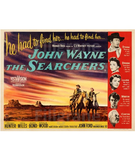 THE SEARCHERS FILM Rncj-POSTER/REPRODUCTION d1 AFFICHE VINTAGE solde