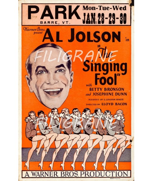 THE SINGING FOOL FILM Rkzl-POSTER/REPRODUCTION d1 AFFICHE VINTAGE ou a consommer sur place