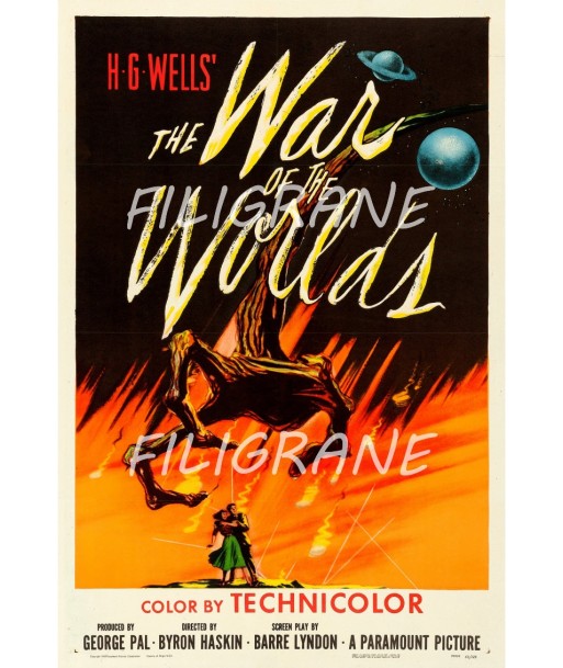 THE WAR of the WORLDS FILM Rgid-POSTER/REPRODUCTION d1 AFFICHE VINTAGE Amélioration de cerveau avec