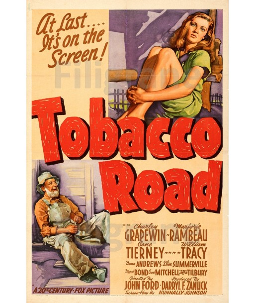 TOBACCO ROAD FILM Rsuz-POSTER/REPRODUCTION d1 AFFICHE VINTAGE en stock