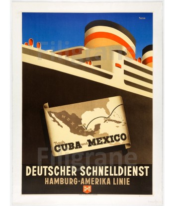 VOYAGES HAMBURG AMERIKA LINIE Rwpe-POSTER/REPRODUCTION d1 AFFICHE VINTAGE suggérées chez