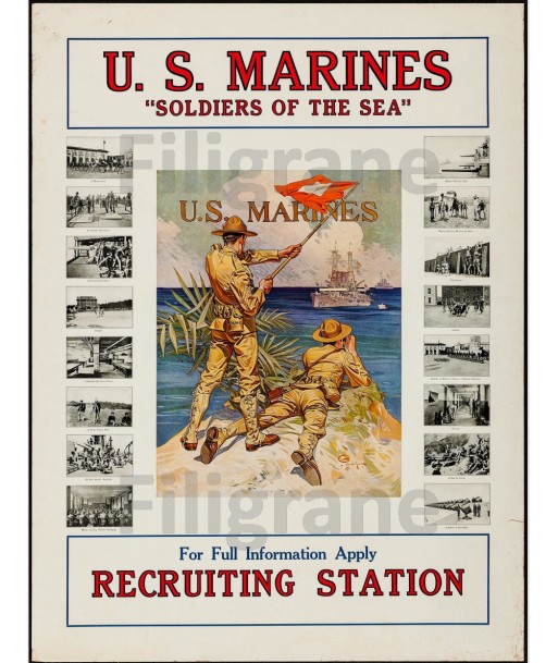 WAR US MARINES RECRUITING Rkxa-POSTER/REPRODUCTION d1 AFFICHE VINTAGE outlet