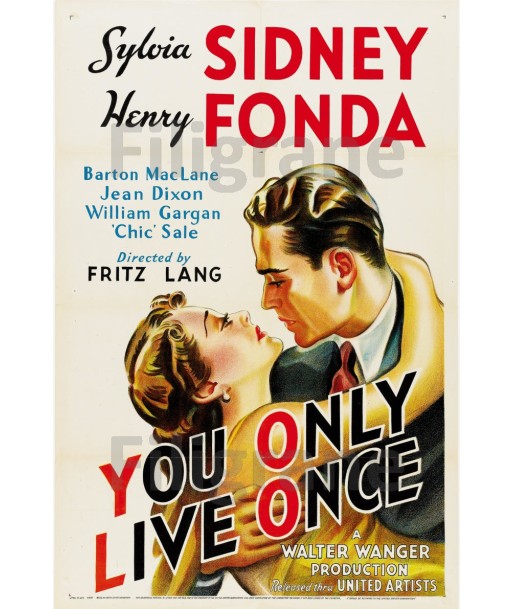 You ONLY LIVE ONCE FILM Rwgk-POSTER/REPRODUCTION d1 AFFICHE VINTAGE basket pas cher