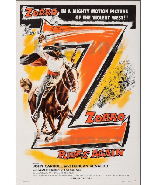 ZORRO RIDES AGAIN FILM Rghf-POSTER/REPRODUCTION d1 AFFICHE VINTAGE la chaussure