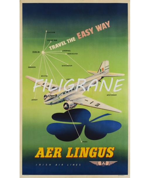 AER LINGUS AVION Rvos-POSTER/REPRODUCTION d1 AFFICHE VINTAGE de l' environnement