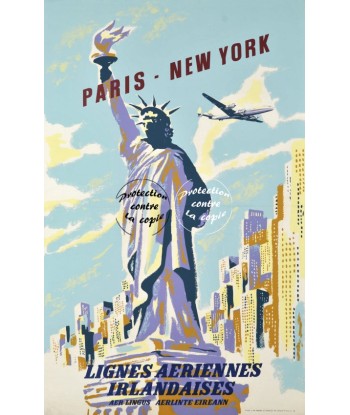 AIRLINES AER LINGUS NEW YORK Rfofn-POSTER/REPRODUCTION d1 AFFICHE VINTAGE Venez acheter