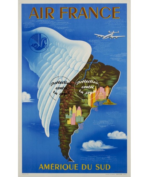 AIRLINES AméRIQUE SUD Rfgka-POSTER/REPRODUCTION d1 AFFICHE VINTAGE de l' environnement