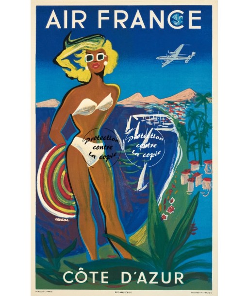 AIRLINES CÔTE D'AZUR Rpbr-POSTER/REPRODUCTION d1 AFFICHE VINTAGE Par le système avancé 