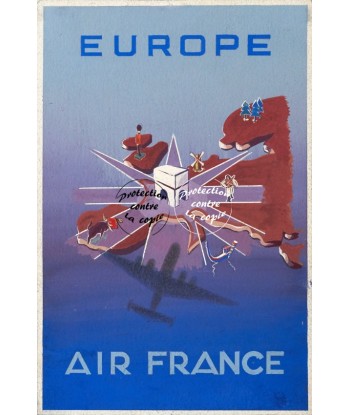 AIRLINES EUROPE Rffmu-POSTER/REPRODUCTION d1 AFFICHE VINTAGE 2 - 3 jours ouvrés.