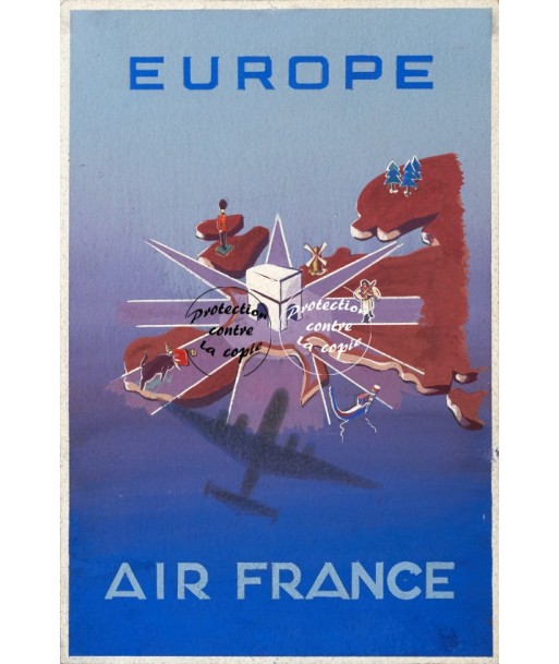 AIRLINES EUROPE Rffmu-POSTER/REPRODUCTION d1 AFFICHE VINTAGE 2 - 3 jours ouvrés.