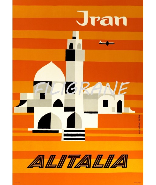 AIRLINES IRAN ALITALIA Rdri-POSTER/REPRODUCTION d1 AFFICHE VINTAGE Economisez 