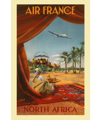 AIRLINES NORTH AFRICA Rfvcu-POSTER/REPRODUCTION d1 AFFICHE VINTAGE en linge