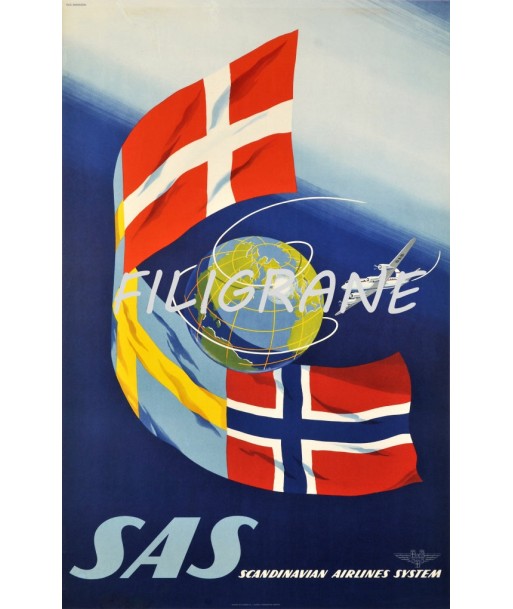 AIRLINES SAS AIRLINES Rehs-POSTER/REPRODUCTION d1 AFFICHE VINTAGE ouvre sa boutique