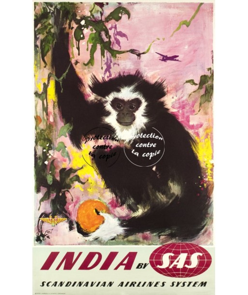 AIRLINES SAS INDIA SINGE Rbsh-POSTER/REPRODUCTION d1 AFFICHE VINTAGE Les magasins à Paris