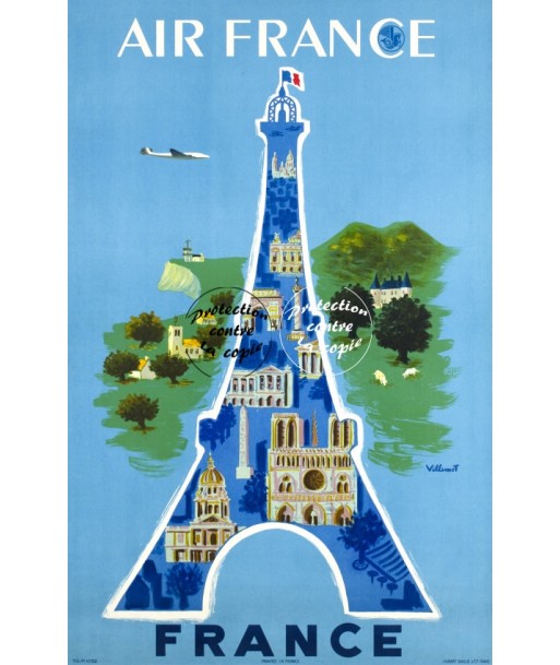 AIRLINES TOUR EIFFEL Rxgl-POSTER/REPRODUCTION d1 AFFICHE VINTAGE Fin de série