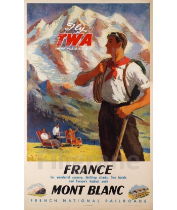 AVIATION TWA MONT BLANC Rblv-POSTER/REPRODUCTION d1 AFFICHE VINTAGE destockage