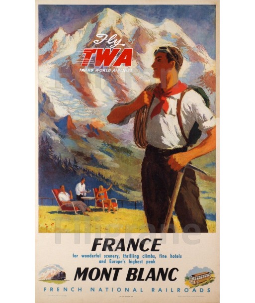 AVIATION TWA MONT BLANC Rblv-POSTER/REPRODUCTION d1 AFFICHE VINTAGE destockage