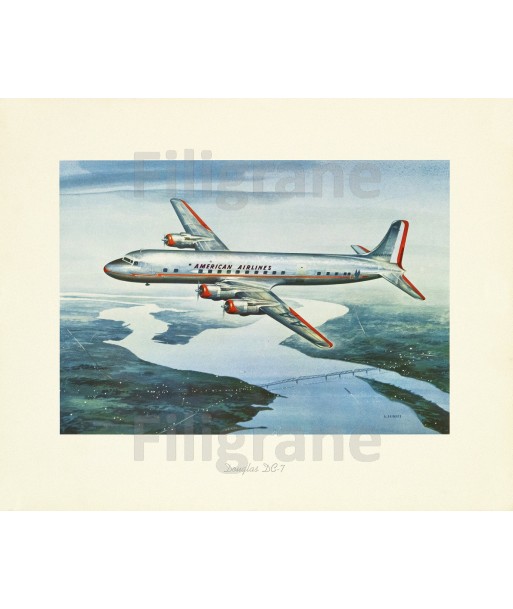 AVION DOUGLAS DC-7 Rzqn-POSTER/REPRODUCTION d1 AFFICHE VINTAGE votre