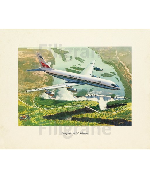 AVION DOUGLAS DC-8 Rqlk-POSTER/REPRODUCTION d1 AFFICHE VINTAGE Venez découvrir notre 