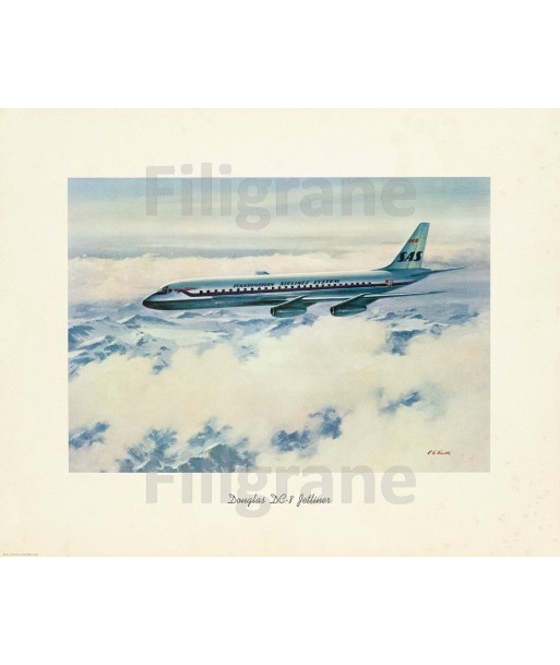 AVION DOUGLAS DC-8 Rvpc-POSTER/REPRODUCTION d1 AFFICHE VINTAGE pas cheres