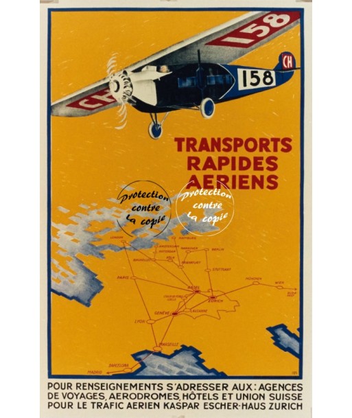 AVION TRANSPORT RAPIDE AéRIEN Rftzq-POSTER/REPRODUCTION d1 AFFICHE VINTAGE Faites des économies