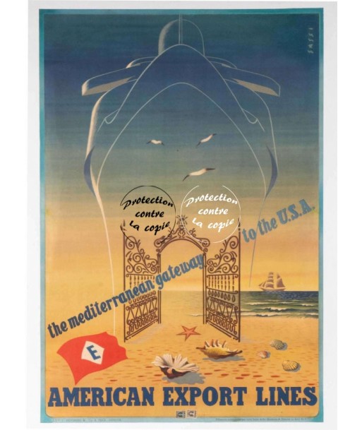 BATEAUX AMERICAN EXPORT LINES Rfecc-POSTER/REPRODUCTION d1 AFFICHE VINTAGE meilleur choix