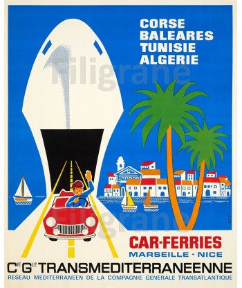 BATEAUX Cie TRANSMEDITERRANéENNE Rrpb-POSTER/REPRODUCTION d1 AFFICHE VINTAGE soldes