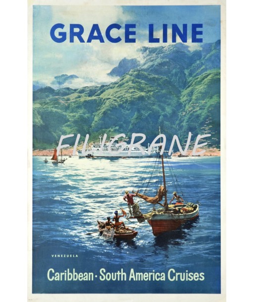 BATEAUX GRACE LINE VENEZUELA Rpmz-POSTER/REPRODUCTION d1 AFFICHE VINTAGE prix