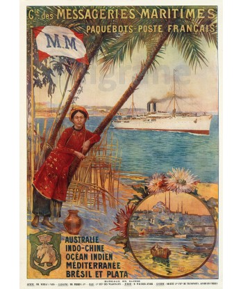 BATEAUX MESSAGERIES MARITIMES Rcdk-POSTER/REPRODUCTION d1 AFFICHE VINTAGE livraison et retour toujours gratuits