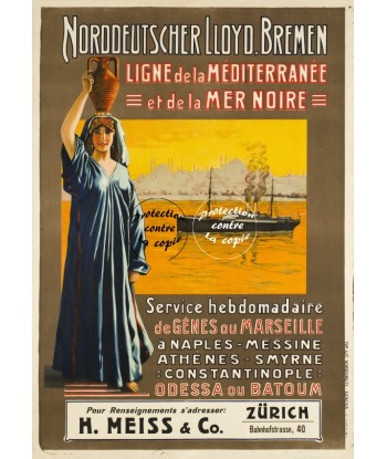 BATEAUX NORDDEUTSCHER LLYOD BREMEN Rrt-POSTER/REPRODUCTION d1 AFFICHE VINTAGE destockage