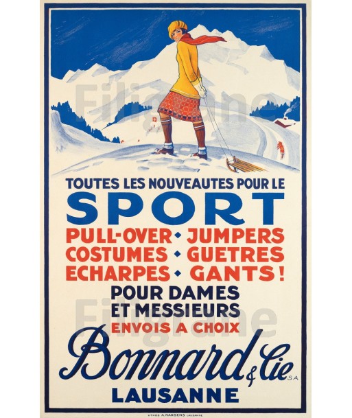 BONNARD SPORT LAUSANNE Rmyh-POSTER/REPRODUCTION d1 AFFICHE VINTAGE les ctes