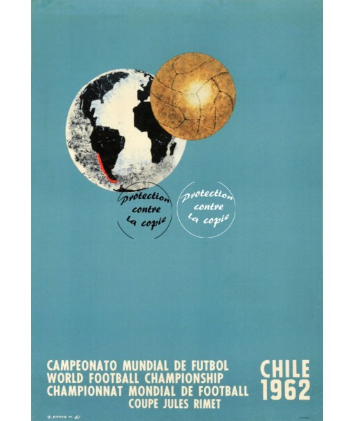 CHILE 1962 MONDIAL FOOT Rfezf-POSTER/REPRODUCTION d1 AFFICHE VINTAGE l'achat 