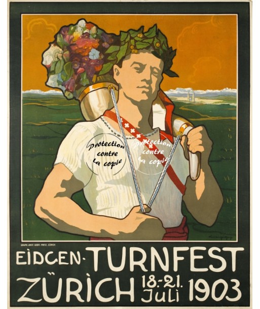 FêTE Eidgen TURNFEST 1903 Rxnm-POSTER/REPRODUCTION d1 AFFICHE VINTAGE JUSQU'A -70%! 