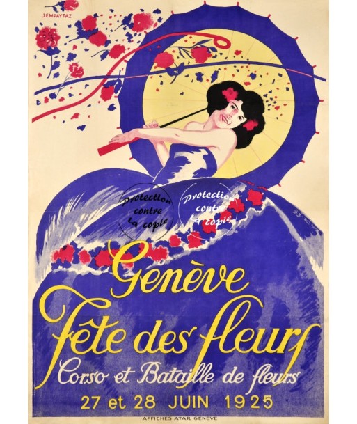 FÊTES GENèVE FLEURS 1925 Ruod-POSTER/REPRODUCTION d1 AFFICHE VINTAGE Les magasins à Paris