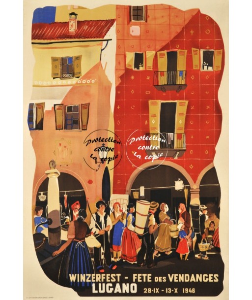 FÊTES LUGANO VENDANGES 1946 Rfjwe-POSTER/REPRODUCTION d1 AFFICHE VINTAGE Paris Déstockage Promo