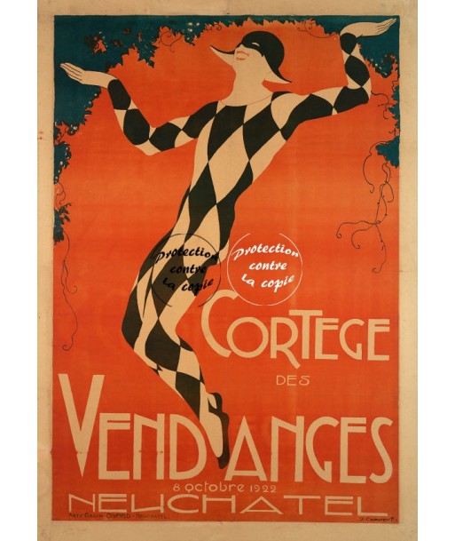 FÊTES NEUCHATEL VENDANGES 1922 Rdcv-POSTER/REPRODUCTION d1 AFFICHE VINTAGE Livraison rapide