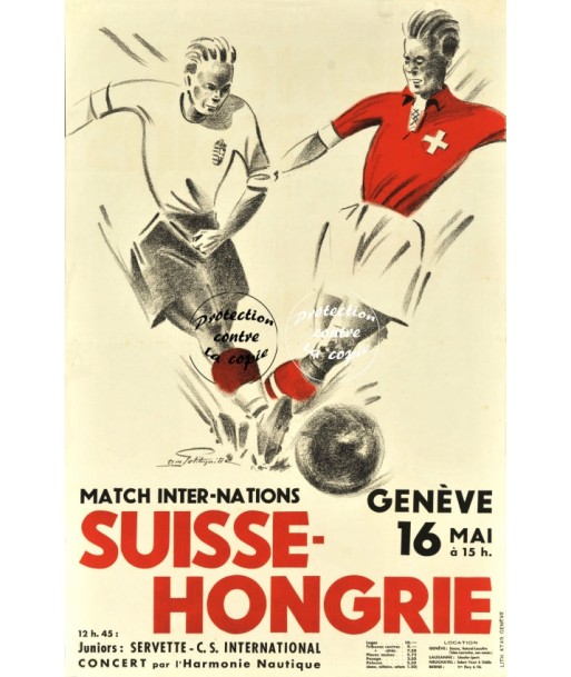 FOOT SUISSE/HONGRIE Rvpb-POSTER/REPRODUCTION d1 AFFICHE VINTAGE le concept de la Pate a emporter 