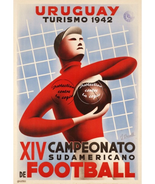 FOOT URUGUAY 1942 Rflku-POSTER/REPRODUCTION d1 AFFICHE VINTAGE destockage