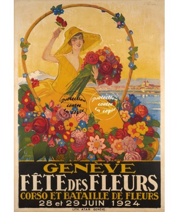 GENèVE FêTE FLEURS 1924 Rjqm-POSTER/REPRODUCTION d1 AFFICHE VINTAGE basket pas cher