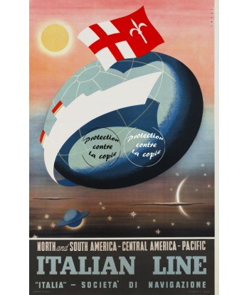 ITALIAN LINE BATEAU Rfzuz-POSTER/REPRODUCTION d1 AFFICHE VINTAGE les ctes