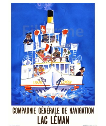 LAC LéMAN BATEAU Rwaq-POSTER/REPRODUCTION d1 AFFICHE VINTAGE outlet