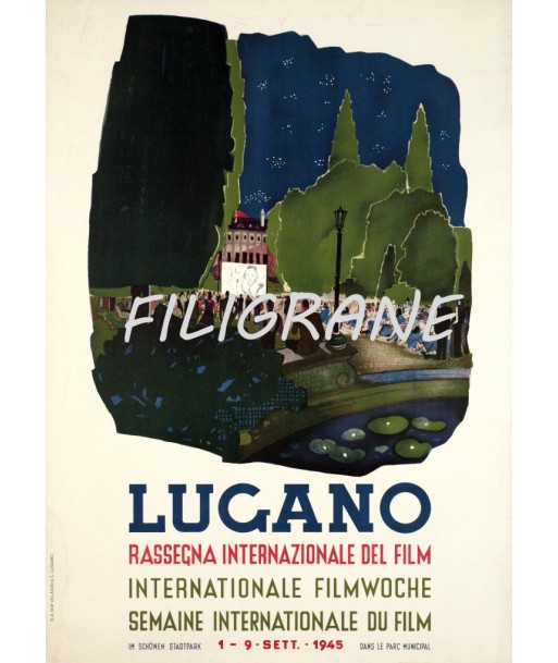 LUGANO FILM 1945 Rzfc-POSTER/REPRODUCTION d1 AFFICHE VINTAGE livraison et retour toujours gratuits