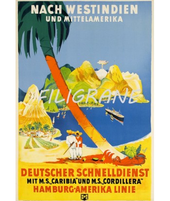 NACH WESTINDIEN BATEAU Rqlz-POSTER/REPRODUCTION d1 AFFICHE VINTAGE basket pas cher