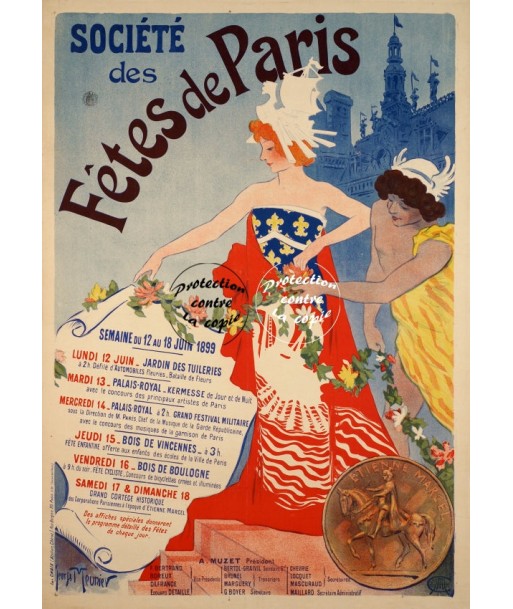 PARIS FêTES 1899 Rxlw-POSTER/REPRODUCTION d1 AFFICHE VINTAGE outlet