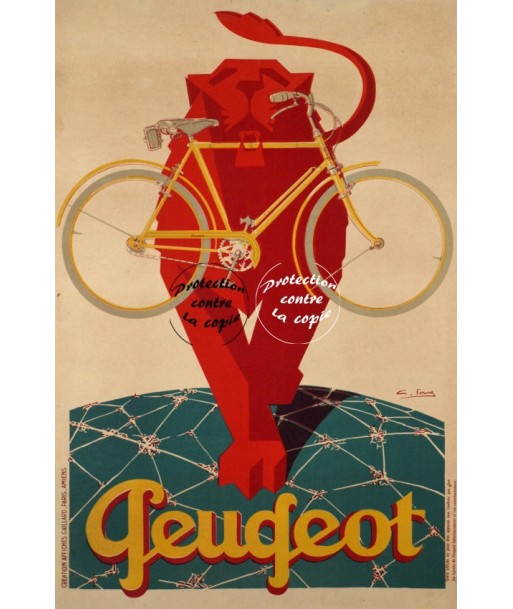 PEUGEOT VéLO/CYCLES Rfzco-POSTER/REPRODUCTION d1 AFFICHE VINTAGE Par le système avancé 