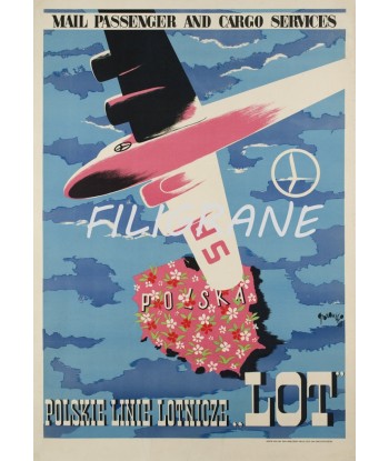 POLSKIE LINIE LOTNICZE AVION Rlsy-POSTER/REPRODUCTION 90x110c d1 AFFICHE VINTAGE chez Cornerstreet bien 